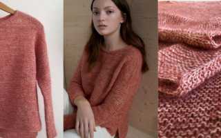 Свитер платочной вязкой спицами из книги Amimono K (Knit).