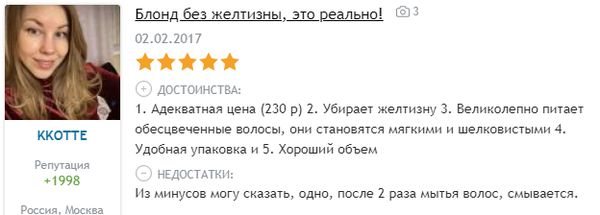 Маска для нейтрализации желтых волос Kapous Professional Anti yellow - отзыв